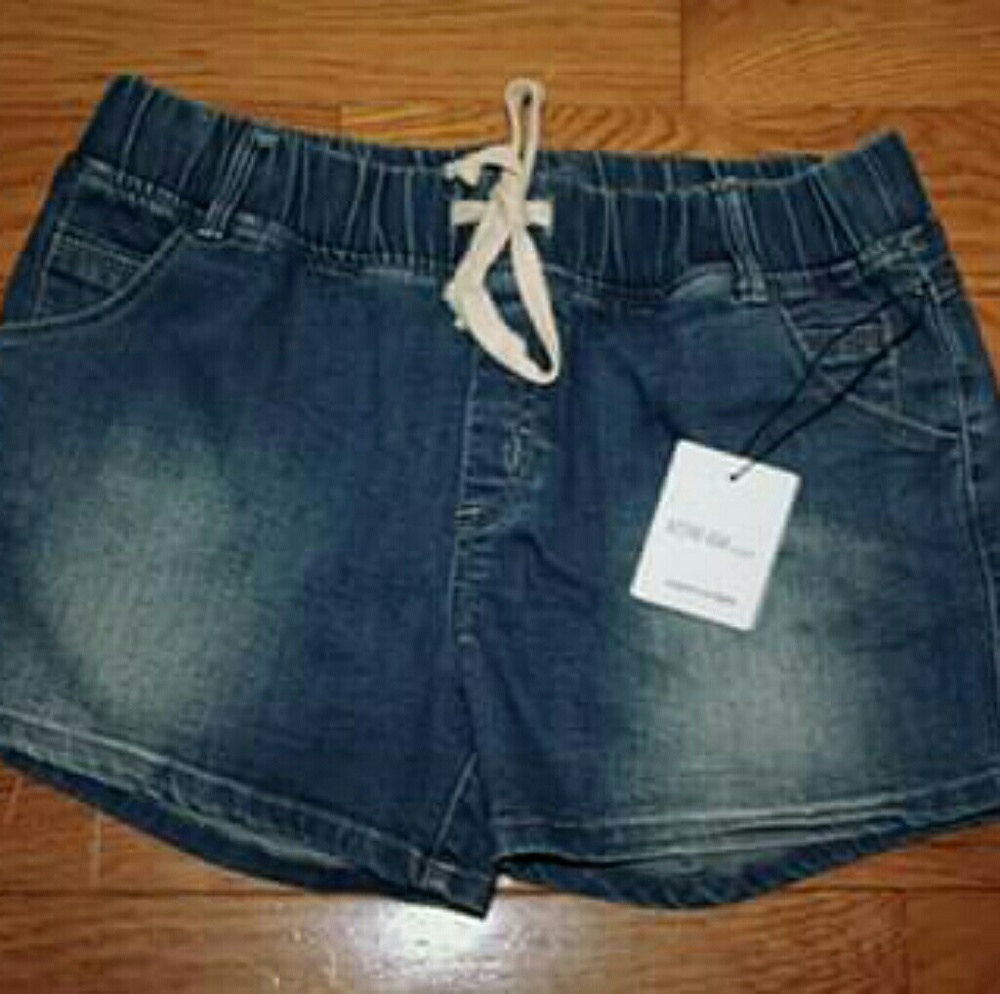 Denim drawstring shorts